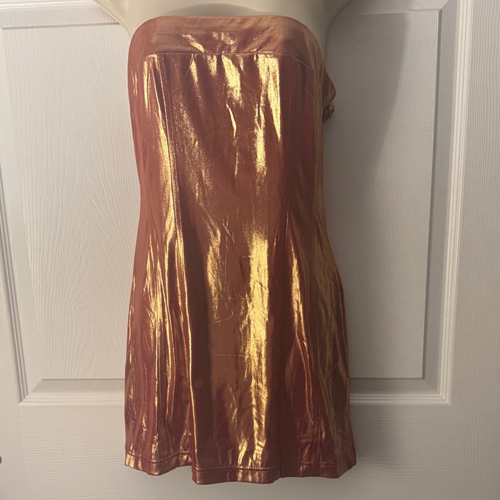 NWT Urban Outfitters Metallic Copper Strapless Dress